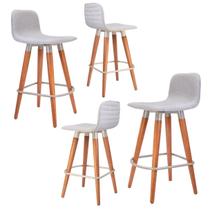 4 Meia Banquetas Línea Modelo Anatômico Forte em Linho Cinza