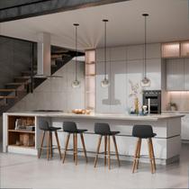 4 Meia Banquetas Línea p/ Cozinha Modernas UniDecor Preto 4 Meia Banquetas Línea p/ Cozinha Modernas UniDecor Preto