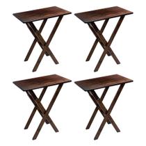 4 Mesinhas Aparador Versátil Dobravel de Madeira, Compacta Imbuia