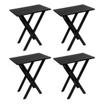 4 Mesinhas Aparador Versátil Dobravel de Madeira, Compacta Preto