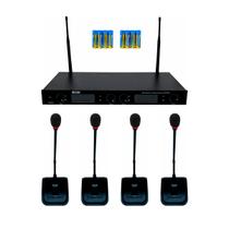 4 Microfones Gooseneck Sem Fio UHF Com Base E Receptor 840B CSR Profissional