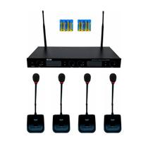 4 Microfones Gooseneck Sem Fio UHF Com Base E Receptor 840B CSR Profissional