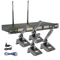 4 Microfones Gooseneck UHF Conference 4 SKP 120 Canais De Frequência Com PLL E Auto Scan 4 Microfones Gooseneck UHF Conference 4 SKP 120 Canais De Frequência Com PLL E Auto Scan