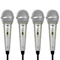 4 Microfones Profissional com Fio p/ Igrejas Apresentações e Caixas Amplificadas