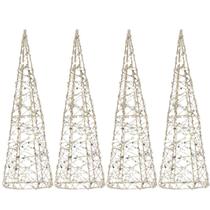 4 Mini Arvore de Natal Aramada com Glitter Champanhe 20cm