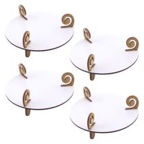 4 Mini Bandejas Flat Redonda Linha Premium - Mdf Branco 4 Mini Bandejas Flat Redonda Linha Premium - Mdf Branco