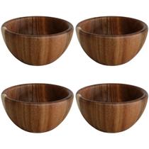 4 Mini Bowl 180ml Madeira Acácia Forte e Durável 10cm x 5cm