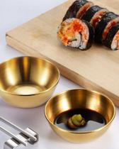 4 Mini Bowls de Aço Dourado P/ Servir Petiscos e Sobremesas