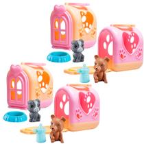 4 Mini Casa c/ Cachorro Brinquedo Cão e Acessórios Infantil