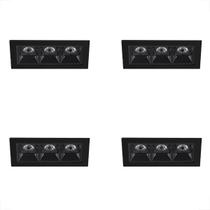 4 Mini Spot Triplo Embutir Led Recuado 3000K Downlight Bet58