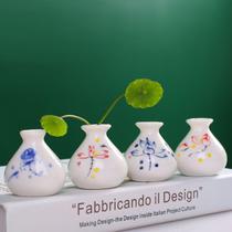 4 Mini Vasos de Cerâmica Pintados à Mão - Kit com 4 Peças - Decoração