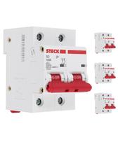 4 Minidisjuntor Bipolar 100 Amperes Curva C 10kA Steck