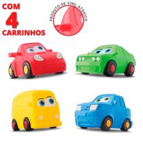 4 Mordedor Macio Brinquedo Carrinho Vinil Bebê Soft Atóxico - Silmar Brinquedos