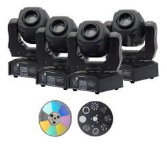 4 Moving Head Spot Led Osram 60w 8 Cores + 8 Desenhos Dmx Dj