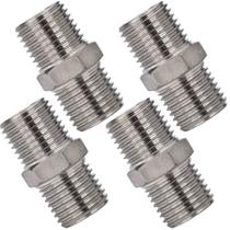 4 niple emenda rosca dupla 1/4 bsp em latão niquelado 4 niple emenda rosca dupla 1/4 bsp em latão niquelado