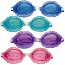 4 Oculos de Natacao Infantil Fashion 1 Verde, 1 Azul, 1 Roxo e 1 Rosa Mor