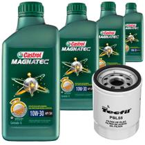 4 Óleo Semissintetico 10W30 Castrol e Filtro Óleo Tecfil Fit 1.4 1.5 8V 16V 2003 a 2014