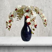 4 Orquídeas Decorativas 3D Toque Real Branco Luxo Para Sala Festa e Recepção