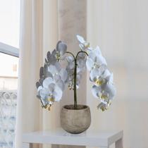 4 Orquídeas phalaenopsis Branca Artificial Verdes - Flor Decorativa para Ambientes Sofisticados - DE1324