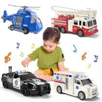 4 Pacotes De Conjuntos De Brinquedos Para Veículos De Emergência Movidos a Fricção, Ambulância De
