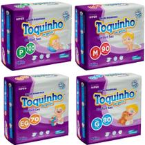 4 pacotes de Fralda Toquinho Confort Sec P, M, G, EG c/ 340 unidades