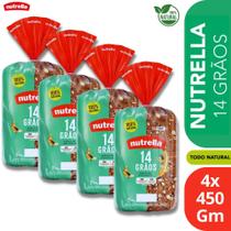 4 Pães Integrais 14 Grãos Nutrella 100% Natural de 450g cada