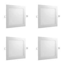 4 Painel Led Plafon 12w Quadrado Embutir 3000k 17x17cm Biv