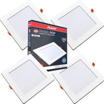 4 Painel Led Pop 18w Quadrado Embutir Luz Branco Frio Avant