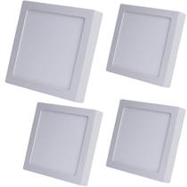 4 Painel Plafon Led 12w Sobrepor Quadrado 17Cm 6500k Avant