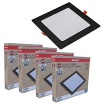 4 Painel Plafon Pop Quadrado Embutir Luz Branco Frio 6500K Bivolt 24w Avant