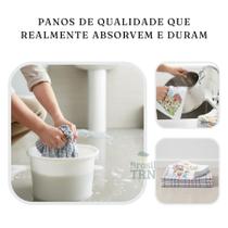 4 Panos de Chão Listrados Duplo + 4 Panos de Prato Pé de Galinha Branco Grande 4 Panos de Chão Listrados Duplo + 4 Panos de Prato Pé de Galinha Branco Grande
