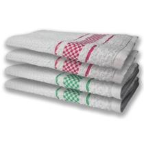 4 Panos De Prato Atoalhado Felpudo Premium Verde+rosa