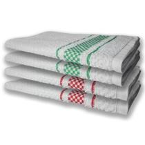 4 Panos De Prato Atoalhado Felpudo Premium Vermelho+Verde
