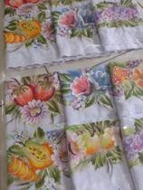 4 Panos De prato pintado a mão com Bordado Inglês Algodão 4 Panos De prato pintado a mão com Bordado Inglês Algodão