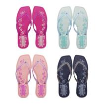4 Pares Chinelo de Dedo Sandália Feminina Bico Quadrado K115 4 Pares Chinelo de Dedo Sandália Feminina Bico Quadrado K115