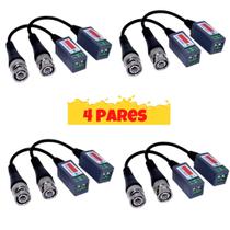 4 Pares - Conector Vídeo Balun Câmeras AHD CVI HDTVI - VS