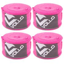 4 Pares de Bandagens Elásticas Boxe Vollo VFG115 300x5cm Rosa