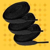 4 Pares de Cadarço Chato Tradicional Tênis 1,20mt Preto
