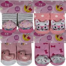 4 Pares De Meia Infantil Bebe Sapatinho Bichos Menina