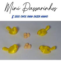 4 Passarinhos + 2 Ovos Para Ninho decoração de Terrarios, mini mundos e maquetes