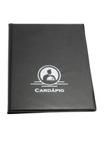 4 Pastas Cardápio Preta Com 4 Bolsas Restaurante Bar Pizza