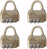 4 Pcs Antique 3 Digit Combination Lock Cadeado de senha vintage (3 dígitos)