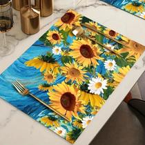 4 pçs primavera flores girassol placemat atividade festival tapetes de mesa 30x40cm