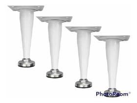 4 Pe Branco Regulável Para Móvel Cônico 15cm, Com Parafuso