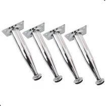 4 Pé Cônico Para Móveis 15cm 150mm Regulável Cromado