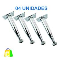 4 Pé De Cozinha Cromado Cônico 20cm Regulável Aço Reforçado 4 Pé De Cozinha Cromado Cônico 20cm Regulável Aço Reforçado