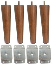 4 Pe Palito 15cm Marrom Claro Chapa Reta Para Moveis