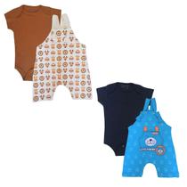 4 peças Roupa Bebê Jardineira Body Manga Curta 4 peças Roupa Bebê Jardineira Body Manga Curta