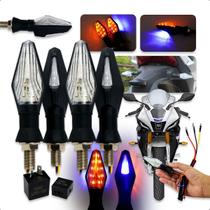 4 peças Seta Pisca Led Moto Universal Cb300 Cb Hornet Xj6 2 Pares com rele