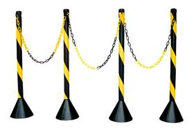 4 Pedestal Zebrado + 10 Mts Corrente Zebrada Preta/amarela